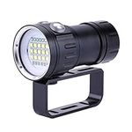 Dive Light, IPX8 Waterproof 18000LM 500M Bright Beads Submarine Underwater Scuba Diving 80m Flashlight Lighting Lamp Light Handheld Video Photography Torch with Handle Bracket