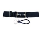 Dielianyi 1.5-inch Elastic Equestrian Belt Bit Buckle Leather Key Strap for Horseback Riding Equestrian Sports, Black, Length: 25 cm, width: 5 cm, height: 0.1 cm