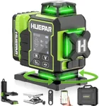 Huepar Laser Level 360 Self Leveling, W04CG Upgraded 4x360° Bluetooth Construction Lazer Leveler Tool with Electric Rotating Base ＆ Large LCD Screen, 4D 16 Lines Green Cross Laser Level