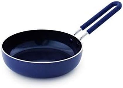 Blue Diamond Cookware Mini Egg Fry Pan Skillet, Diamond Infused Healthy Ceramic Nonstick, PFAS & PFOA-Free, Dishwasher Safe, Oven Safe, Even Heating, Easy Clean, Warp Control, Blue