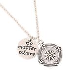 No Matter Where Best Friends Lovers Couples Necklace Jewelry Set Anchor Charm Friendship Pendant Set (Round Necklace)