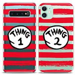 Cavka Matching Couple Cases Compatible with Apple iPhone 11 Two Things The Cat in The Hat Clear Striped Gift Twins ny Silicone Cover Cute Mate Teen Kids BFF