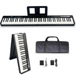 MAGICON 88Key Foldable Electronic Piano,Full Size Semi Weighted Keys Portable Electronic Piano, the strength touch key,support USB/MIDI,wireless BT,Speakers,Pedal,hand bag,for beginners(Black)