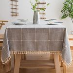 Pahajim Linen Table Cloth Farmhouse Table Cloths for Kitchen Dining Rustic TableCloths Party Tablecloth for Rectangle Tables Christmas Thanksgiving Tablecloth (Gray, Square,55 x 55 Inch)