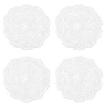 WLLHYF White Vintage Crochet Doilies 8 Inches Round Cotton Handmade Lace Placemats Crafts Tables Food Bulk Doily Cloth Set Corrugated Edge for Wedding Birthday, 4 Pack