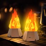 Ollcuz LED Flame Lights, Rechargeable Battery Flameless Candles, Fake Fire with Flickering Flame, LED Night Light for Kids Bedroom Outdoor Camping Party Bar Table Christmas Decorations, 2 Pack