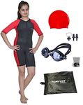 TEMPEST Girls's Lycra Stretchable Half Length Multipurpose Wear for Swimming I Diving I Cycling I Aerobics | Skating (Red, 15 Years-16 Years)