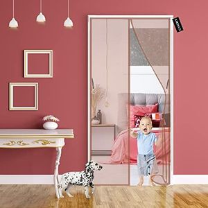 Magnetic Fly Screen Mesh Door,Insect Protection Door Screens 95x210cm Keeps Mosquitoes Insects Out Automatically Tight Closure for Balcony Entrance Doors Patio -Brown