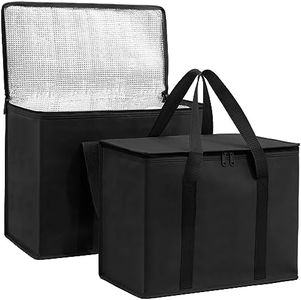 (Not Made In China) Insulated Reusable Grocery Bags, Catering and Delivery Bag For Hot and Cold Food, Collapsible Thermal Tote For Doordash and Uber Eats (1, Black, X-Large)