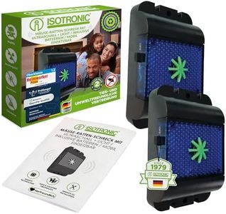 ISOTRONIC Ultraschall Mäuseabwehr zum Mäuse & Ratten vertreiben – Schädlingsvertreiber mit Ultraschall & blauem LED-Licht – Mäuseschreck ohne Gift & Mausefalle – 40m² Wirkungsbereich (2 Stück)