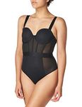 DKNY Women's Sheers Strapless Bodysuit, Dark Black, 36D