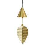 MrMrKura Gold Leaf Hanging Bell Decorative Bell for Good Luck, Hanging Wind Chime Ornament Window Home Decor Chinese Feng Shui Bell (Cone Shape)