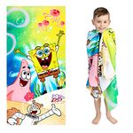 Franco Kids Super Soft Cotton Bath/Pool/Beach Towel, 58 in x 28 in, Spongebob Squarepants