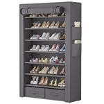 OYREL Shoe Rack Storage Cabinet 32 Pairs Organizer Shelf Tall for Shoes Large Free Standing Racks Vertical Shoe Holder Stand with Cover Two Boxes Closet