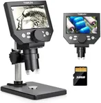 TOMLOV Digital Microscope 4.3" HD LCD Screen, 10.0MP Coin Magnifier, 1-1000X Zoom Stereo Camera, 8 Adjustable LED Lights, Long-Lasting Battery, 32GB SD Card Included - Model DM4 Lite