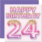 24th Birthday Card for Women - Pink