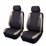 Flying Banner Gabardine Mesh Front Car Seat Covers Airbag Compatible Protector Universal for Most Car Truck Vans SUVs (Black and Beige)