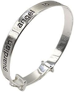 Equilibrium Silver Plated Guardian Angel Baby Bangle Christening Gift, Silver