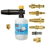 Electric Pressure Washer DIY Foam Cannon with 1/4” Quick Connector & Other 5 Adapters, Power Washer Adjustable Snow Foam Lance 0.6L Bottle, Jet Car Wash Soap Foam Nozzle, 500~2200PSI, 1.0~2.2GPM…