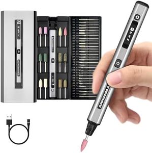 AM ARROWMAX Electric Mini Engraving Pen, HollowCup Motor, 42 Bits with Aluminum Case, OLED, Magnetic Charge, Mini Cordless Rotary Tool, Engraving Pen for Bead, Metal, Wood, Glass and Plastic (SGS)