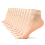 12 Pack Women's Nylon Socks Ankle High Sheer Pantyhose, Black&nude (Nude)