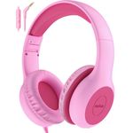 EarFun Kids Headphones, Foldable Headphones for kids, 85/94dB Volume Limiter, Sharing Function, Stereo Sound, Adjustable Headband, Wired Children Headphone with mic for School/Travel/Phone,Fuscia Pink