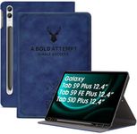 Robustrion Cover for Samsung Tab S10 Plus / S9 FE Plus / S9 Plus Case 12.4" Deer Flip Case with [S Pen Holder] for Samsung Galaxy Tab S10+ /S9+ /Tab S9 FE+ Tablet Cover [Auto Sleep/Wake] - Blue