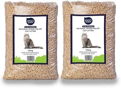 Eco Barn Cat Litter Wooden Pellets 40L. Biodegradable Cat Litter Non-Clumping, Ultra Absorbent Dust Free Cat Litter, Antibacterial Wood Litter - Genuine Eco Barn Odour Control Cat Litter, 2x10kg Bags