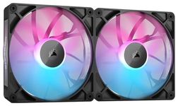 CORSAIR iCUE Link RX140 RGB 140mm PWM Fans with iCUE Link System Hub - Magnetic Dome Bearing - Dual Pack - Black