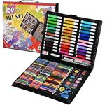 ROZZBY Children Deluxe Art Drawing Crayon Color Set for Kids Case Art and Craft Supplies Drawing and Painting Set Great Gift (150Pcs -Black)