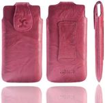 Suncase Original Mobile Phone Case with Magnetic Fastener for HTC Desire X Leather Washed Pink