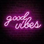 ROYOCE Good Vibes Neon Sign, Neon Lights for Bedroom Wall Decor, Pink LED Neon Signs (16 x 8 inch)