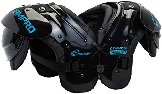 CHAMPRO Youth Scorpion Shoulder Pad, Black, Blue, 60-90 lbs (FSP5)