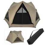 TANGZON Instant Pop-up Camping Tent for 4-6 People, 6-Sided Family Tent with Removable Rainfly, Skylight, Mesh Windows, Easy Setup Portable Shelter with Carrying Bag for Backpacking Hiking Travel