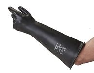 Ansell AlphaTec 87-104 Chemical Resistant Gloves in Latex with Long Cuff (43cm/17in), Heavy Duty Protection against Acids and Solvents, Reusable Rubber Latex Gloves, Black, Size L (1 Pair)