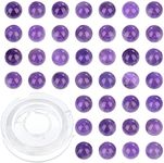 6mm 200pcs Natural Amethyst Gemstone Round Loose Beads for Jewelry Making with Crystal Stretch Cord