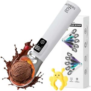 Heated Ice Cream Scoop, ZWJBSGY Electric Ice Cream Scoop-5000mAh Battery, ON/OFF and LED Display, Ideal for Scooping Hard Ice Cream and Frozen Desserts, Perfect Gift for Ice Cream Lovers (White)