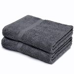 Makooz Bathroom and Kitchen 2 Pc Hand Towels Pack - 500 GSM Natural 100% Egyptian Cotton -Quick Dry and Absorbent - Fast Drying Soft and Luxurious Bath Hand Towel Set (Charcoal, 50x80 CM)