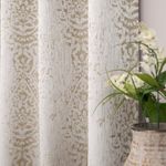 Tan Beige Geometric Curtains 84 Inch Length for Living Room 2 Panels 50% Blackout Window Design Moroccan Damask Patterned Neutral Contemporary Curtains for Dining Room Bedroom,Taupe