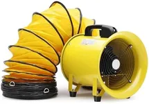 PULLAFUN Utility Blower/Exhaust Fan,8 Inches Exhaust Fan with 33 FT Duct Hose,195W 1070 CFM Heavy Duty Blower,Industrial Ventilator for Exhausting & Ventilating at Home and Job Site,Yellow