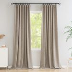 Novecozy 100% Blackout Curtains 108 Inches Length Long, Linen Thermal Insulated Curtains & Drapes for Bedroom/Living Room, Rod Pocket/Back Tab/Hook Belt/Ring Clips(2 Panels, W50 x L108, Linen Color)