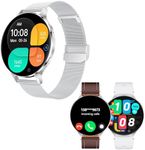 Smart Watch for Men with Aluminium Case, Ultra-Big,thin&light Fitness Tracker with 150+ Sports Modes, Always-On AMOLED 1.75” Display Watch with3 straps( Stainless steel, leather, silicone) (Silver)