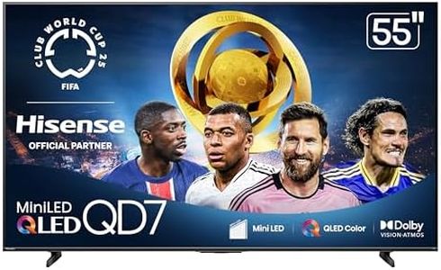 Hisense 55" Class QD7 Series Mini-LED 4K UHD Smart Fire TV (55QD7QF, 2025 Model) - QLED, HDR10+, Dolby Vision, Dolby Atmos, Game Mode Plus, ALLM, Alexa Built in with Voice Remote, Streaming TV, Black