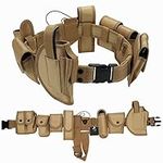 Kyrio Modular Equipment System Tactical Waist Belt with Pouches Tactical Duty Belt with Components Holster for Law Enforcement Guard Security Hunting (10 Pack, Khaki)