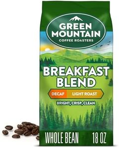 GMCR7 Green Mountain Roasters Breakfast Blend Decaf Whole Bean Bagged Coffee, Light Roast, 18 oz