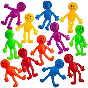 Stretchy Smiley Man (36 Pack) Assorted Fun Colors, A Sticky, Bendable, Stretchable, Slimy, Gooey Texture, Fidget Toy For Stress And Anxiety Relief, Great Party Favor