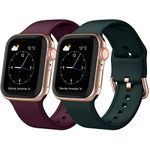 Adepoy 2 Pack Compatible for Apple Watch Straps 46mm 49mm 45mm 44mm 42mm 41mm 40mm 38mm, Soft Silicone Sport Band with Classic Clasp for iWatch Series 10 9 8 7 SE 6 5 4 3 2 1 Ultra 2 for Women Men