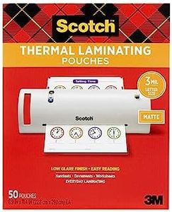 Scotch Matte Thermal Laminating Pouches, Ultra Clear with Matte Finish, Letter Size 8.9 in x 11.4 in, 50-Pack