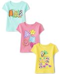 The Children's Place Toddler Girls Short Sleeve Graphic T-Shirt 3-Pack, Educational, 2T