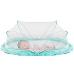 Safemyles Foldable Baby Mosquito Net, Bottomless Net for Baby, for Safe & Easy Use | Ensures Your Baby's Safe Sleep - (0 to 24 Months) - Ocean Green